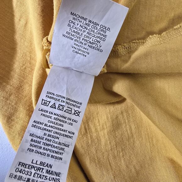 L.L. Bean Shirt Mens XL Reg Mustard Yellow Button Front Organic Cotton Knit - Picture 9 of 9